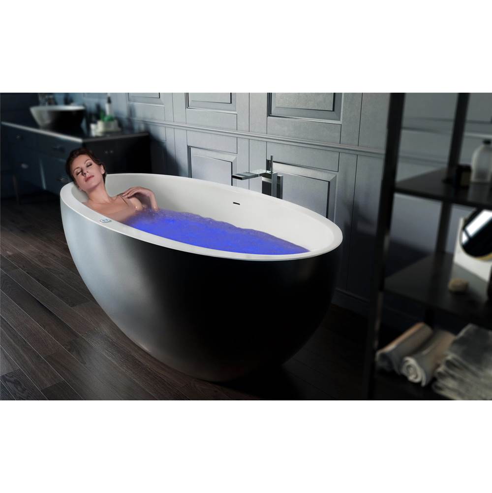 The Water ClosetAquaticaAquatica Sensuality™ Mini-F-Blck-Wht Relax Solid Surface Air Massage Bathtub