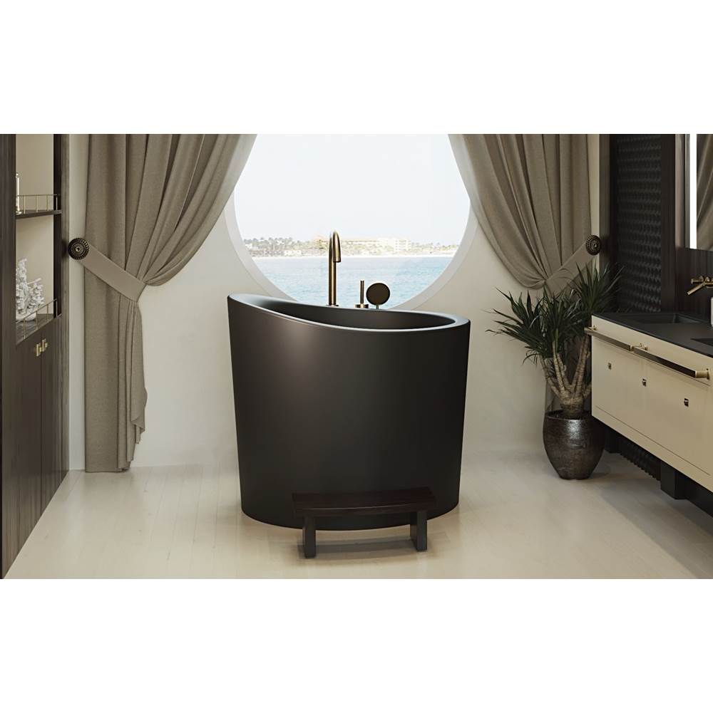 The Water ClosetAquaticaAquatica True Ofuro Mini Black Freestanding Stone Japanese Soaking Bathtub
