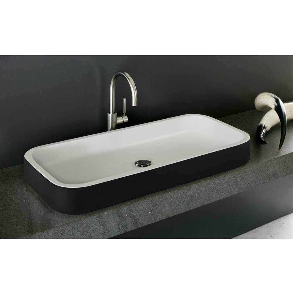 The Water ClosetAquaticaAquatica Solace-B-Blck-Wht Rectangular Stone Bathroom Vessel Sink