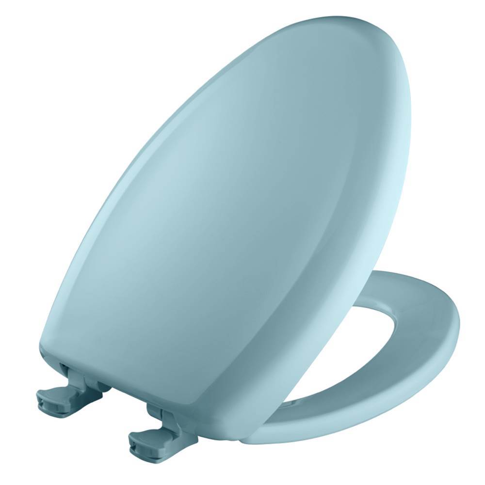 The Water ClosetBemisElongated Plastic Toilet Seat in Regency Blue with STA-TITE Seat Fastening System, Easy-Clean and Change and Whisper-Close Hinge