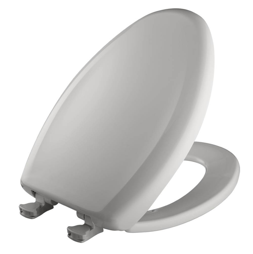 The Water ClosetBemisElongated Plastic Toilet Seat in Silver with STA-TITE Seat Fastening System, Easy-Clean and Change and Whisper-Close Hinge