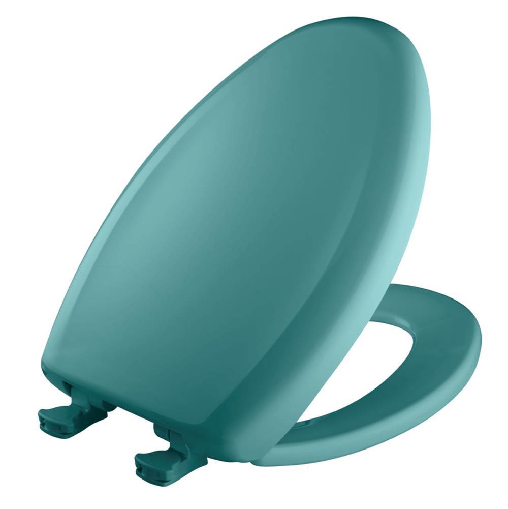The Water ClosetBemisElongated Plastic Toilet Seat in Turquoise with STA-TITE Seat Fastening System, Easy-Clean and Change and Whisper-Close Hinge