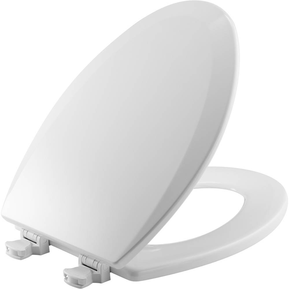 The Water ClosetBemisElongated Enameled Wood Toilet Seat in White with Easy-Clean and Change Hinge