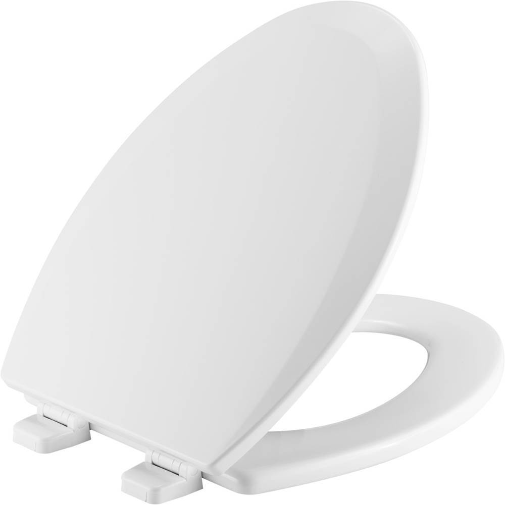The Water ClosetBemisElongated Enameled Wood Toilet Seat in White with Top-Tite STA-TITE Seat Fastening System and Precision Seat Fit Adjustable Hinge
