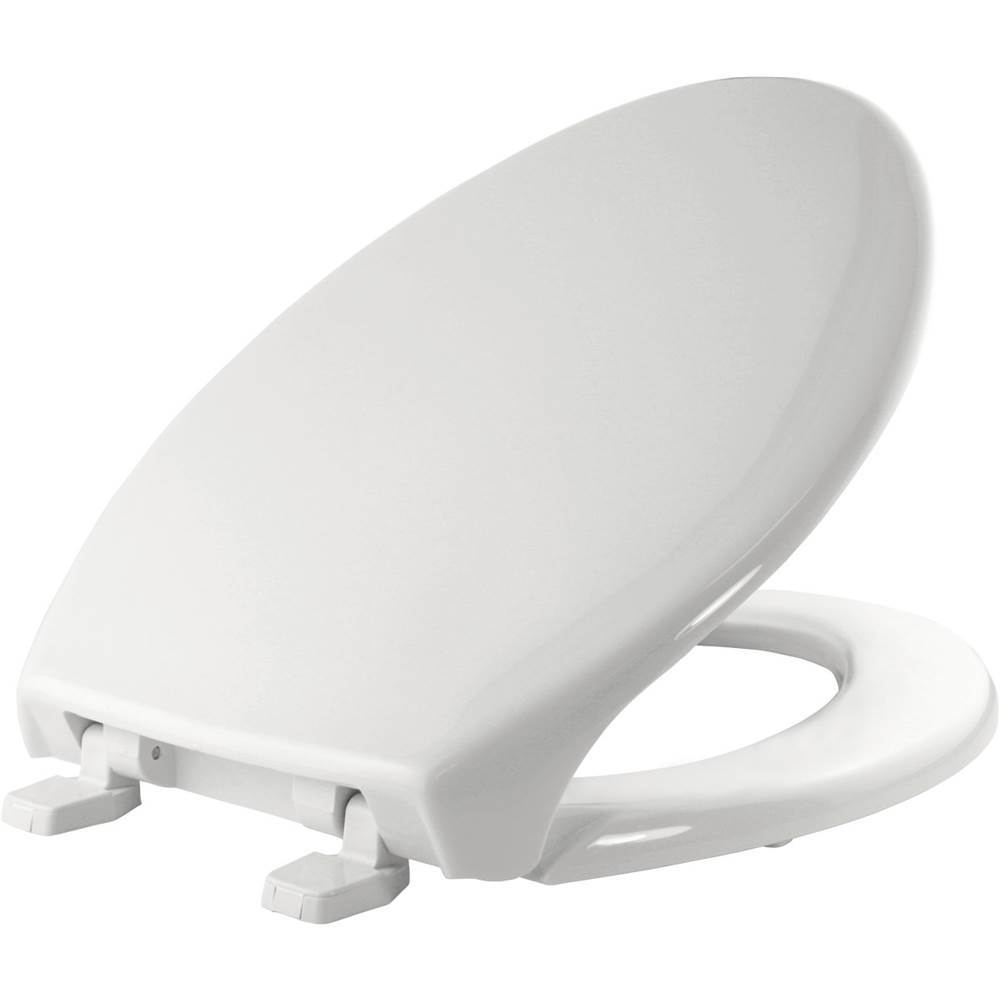 The Water ClosetBemisElongated Commercial Plastic Toilet Seat in White with Top-Tite Hinge
