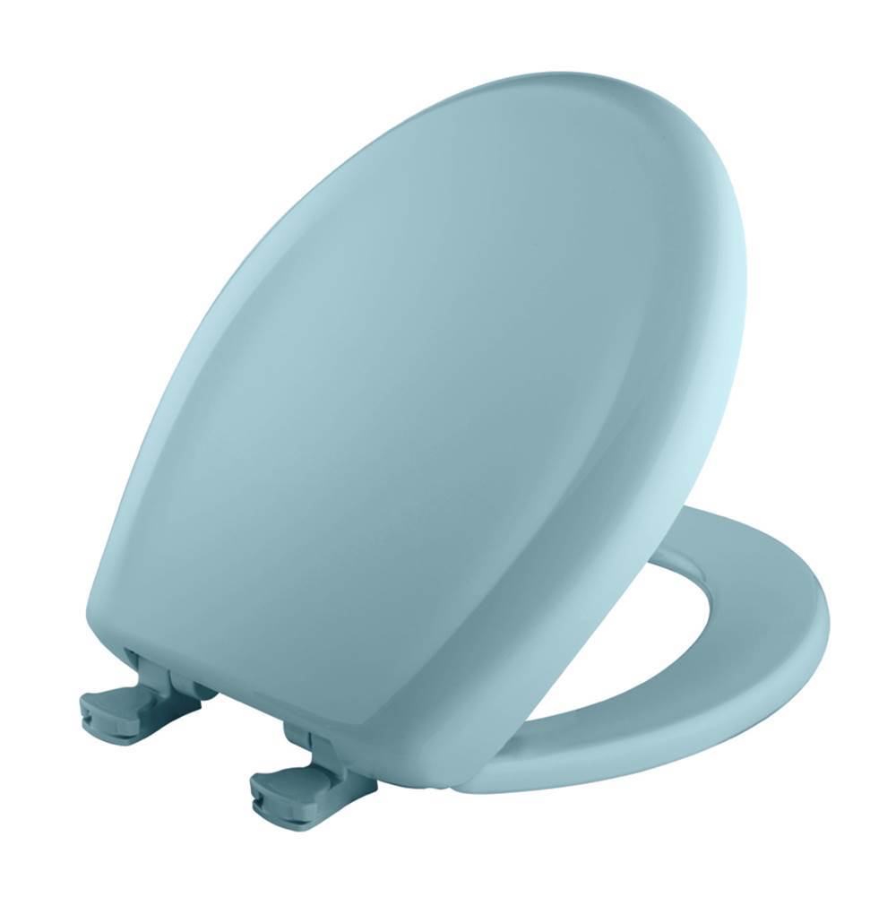The Water ClosetBemisRound Plastic Toilet Seat in Regency Blue with STA-TITE Seat Fastening System, Easy-Clean and Change and Whisper-Close Hinge