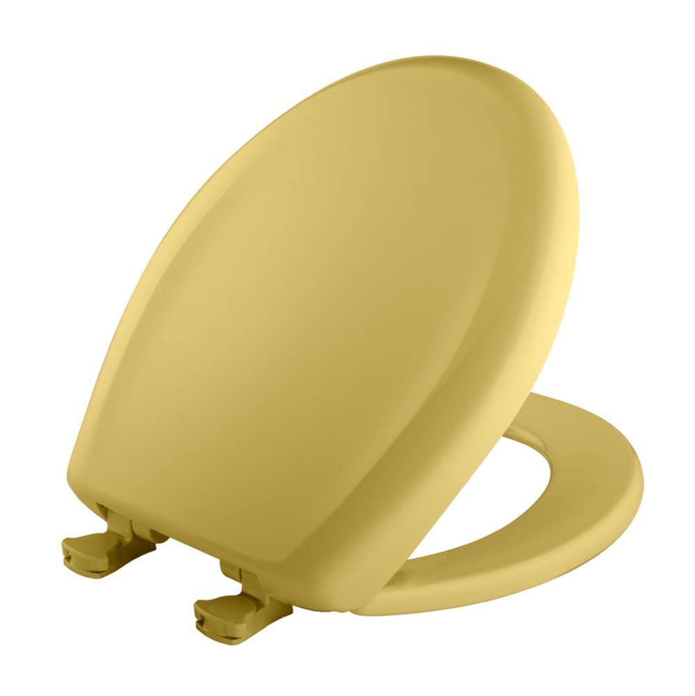 The Water ClosetBemisRound Plastic Toilet Seat in Yellow with STA-TITE Seat Fastening System, Easy-Clean and Change and Whisper-Close Hinge