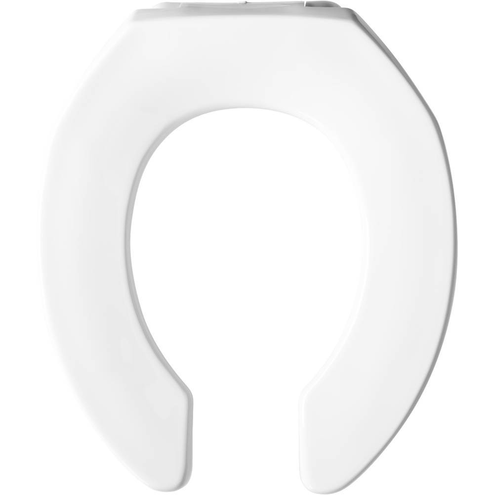 The Water ClosetBemisRound Open Front Less Cover Commercial Plastic Toilet Seat in White with STA-TITE Commercial Fastening System