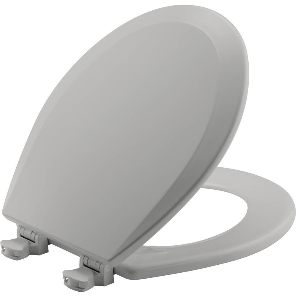 The Water ClosetBemisRound Enameled Wood Toilet Seat in Silver with Easy-Clean and Change Hinge