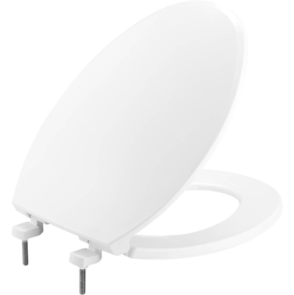 The Water ClosetBemisElongated Hospitality Plastic Toilet Seat in White with STA-TITE Commercial Fastening System