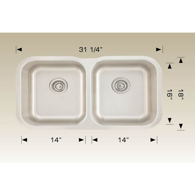 Bosco Undermount Double Bowl Sink Kitchen Sinks item SKU 207039B
