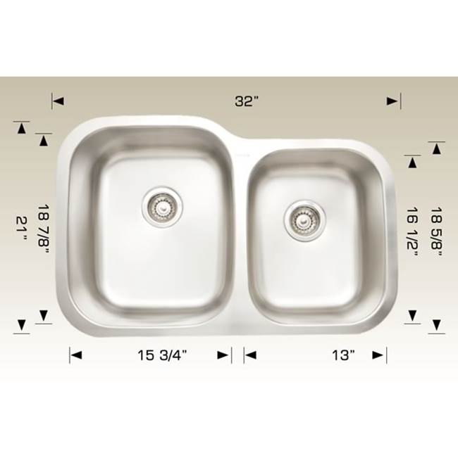 The Water ClosetBoscoStandard Series Kitchen Sinks - Undermount Double Bowl Sink