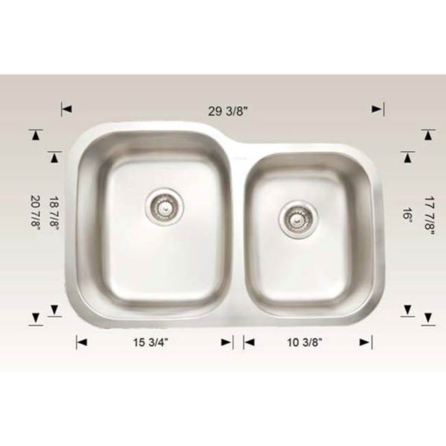Bosco Undermount Double Bowl Sink Kitchen Sinks item SKU HU207013
