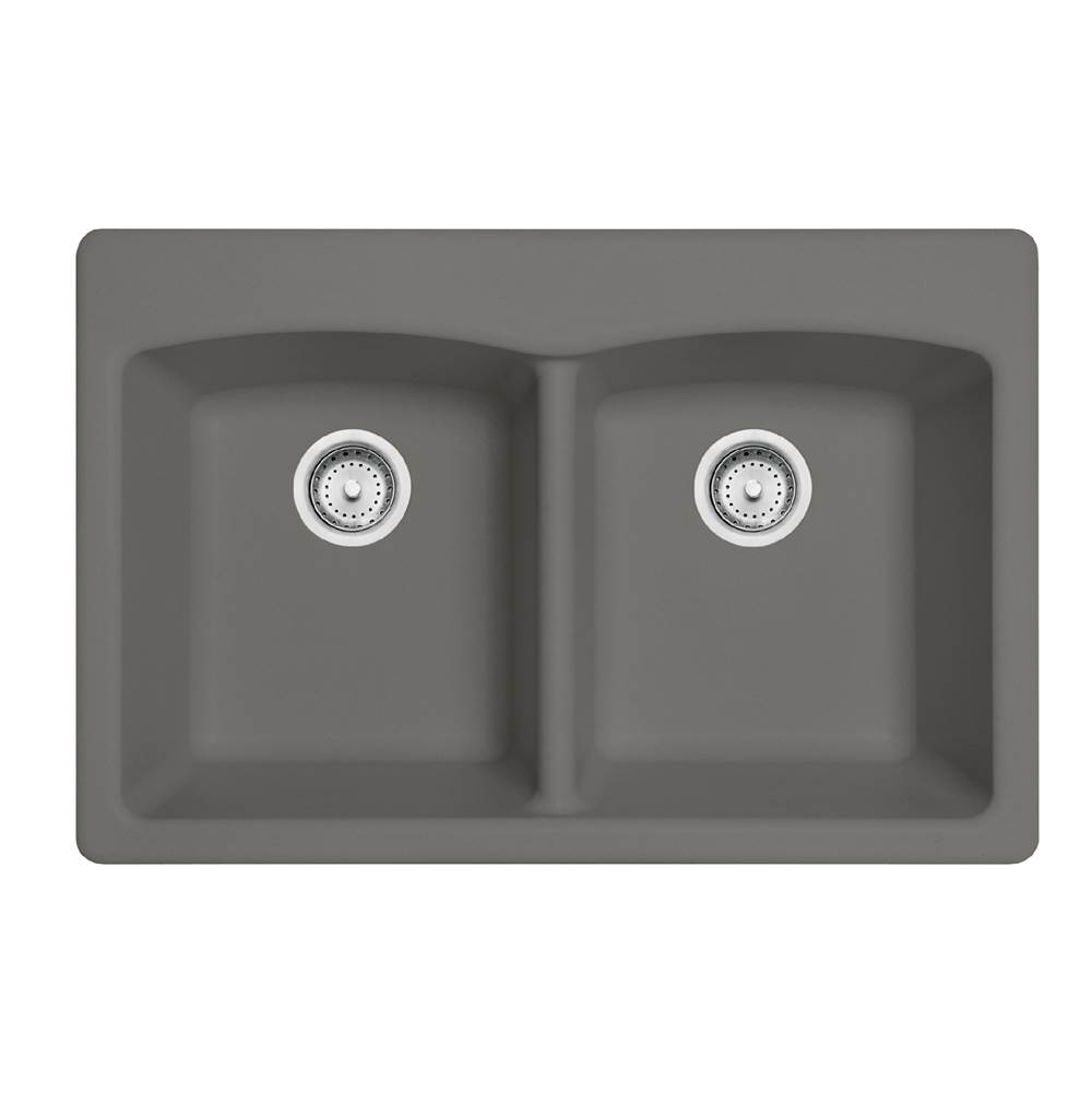 The Water ClosetFranke Residential CanadaEllipse 33.0-in. x 22.0-in. Stone Grey Granite Dual Mount Double Bowl Kitchen Sink - EDSG33229-1-CA