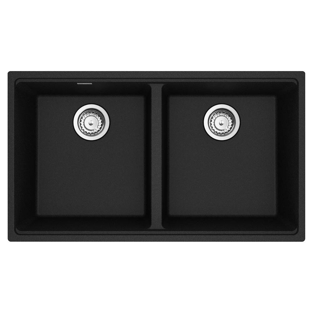 The Water ClosetFranke Residential CanadaMaris Undermount 33-in x 18.94-in Granite Double Bowl Kitchen Sink in Onyx