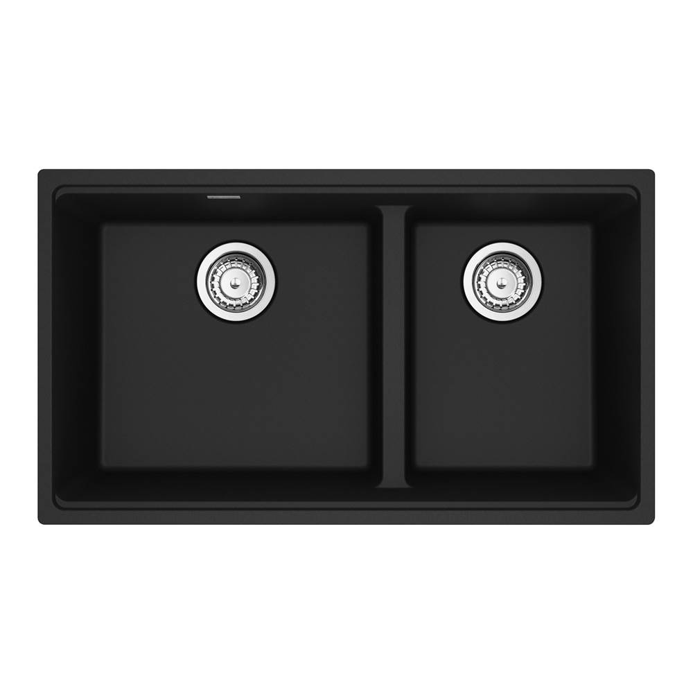 The Water ClosetFranke Residential CanadaMaris Undermount 31-in x 17.81-in Granite Double Bowl Kitchen Sink in Matte Black