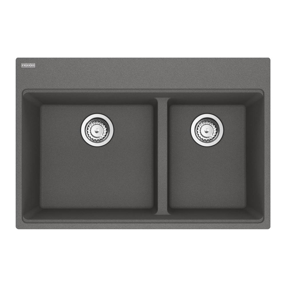 The Water ClosetFranke Residential CanadaMaris Topmount 31-in x 20.9-in Granite Double Bowl Kitchen Sink in Stone Grey