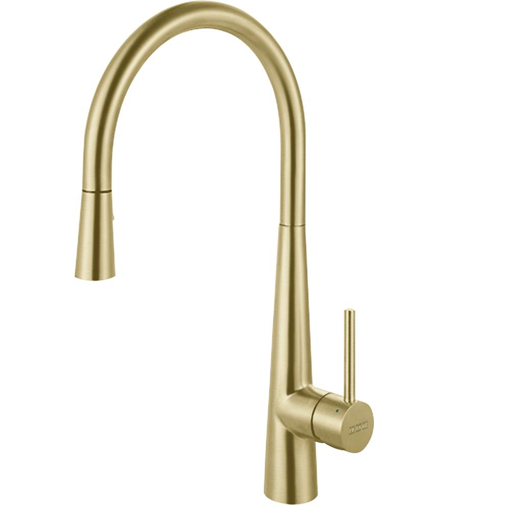 The Water ClosetFranke Residential CanadaSteel 17.5-inch Single Handle Pull-Down Kitchen Faucet in Gold, STL-PD-IBK
