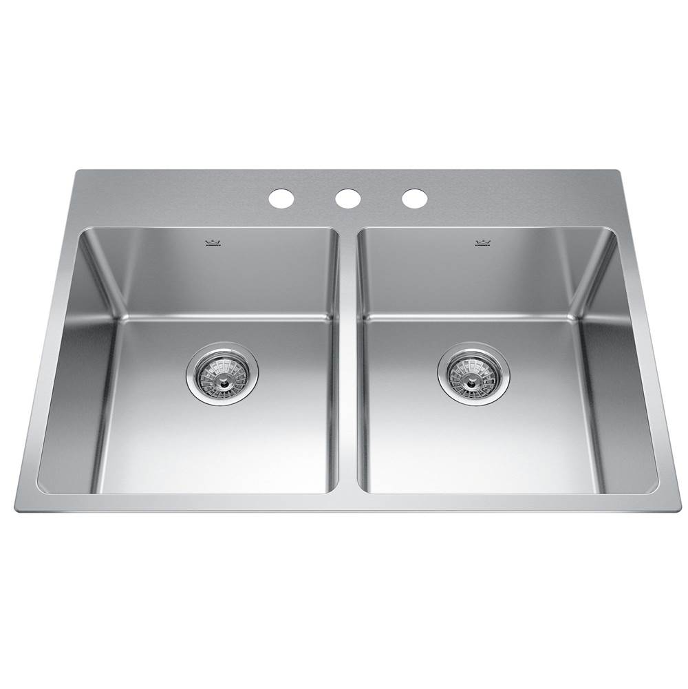 Kindred Canada Drop In Double Bowl Sink Kitchen Sinks item BDL2233-9-3