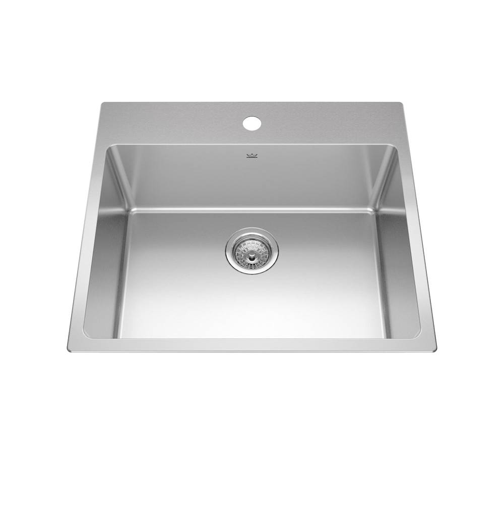 The Water ClosetKindred CanadaBrookmore 25.1-in LR x 22.1-in FB x 5.4-in DP Drop in Single Bowl Stainless Steel ADA Kitchen Sink