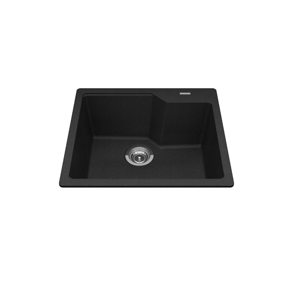 The Water ClosetKindred CanadaGranite Series 22.06-in LR x 19.69-in FB Drop In Single Bowl Granite Kitchen Sink in Onyx