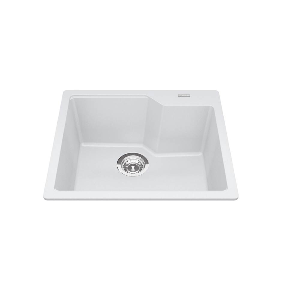 The Water ClosetKindred CanadaGranite Series 22.06-in LR x 19.69-in FB Drop In Single Bowl Granite Kitchen Sink in Polar White in Polar White