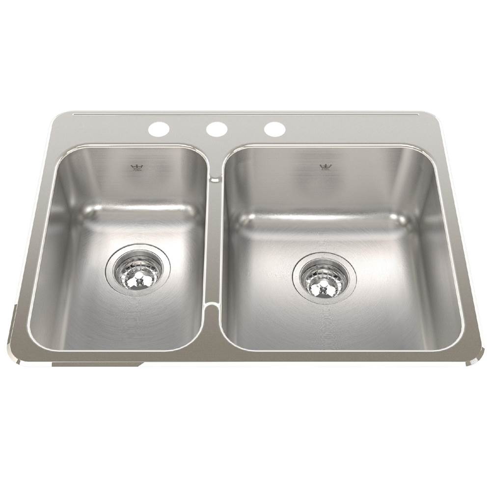 Kindred Canada Drop In Double Bowl Sink Kitchen Sinks item QCLA2027L/8/3