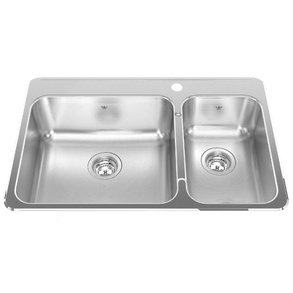 Kindred Canada Drop In Double Bowl Sink Kitchen Sinks item QCLA2031R/8/1