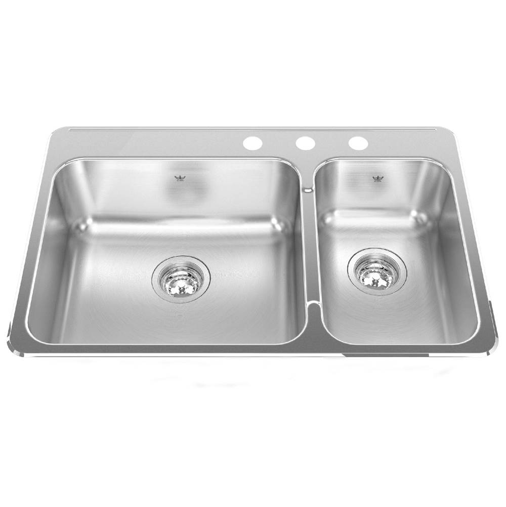 Kindred Canada Drop In Double Bowl Sink Kitchen Sinks item QCLA2031R/8/3