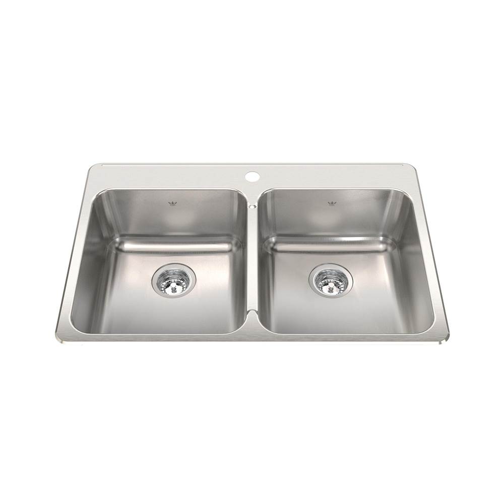 The Water ClosetKindred CanadaSteel Queen 33.38-in LR x 22-in FB Drop In Double Bowl 1-Hole Stainless Steel Kitchen Sink