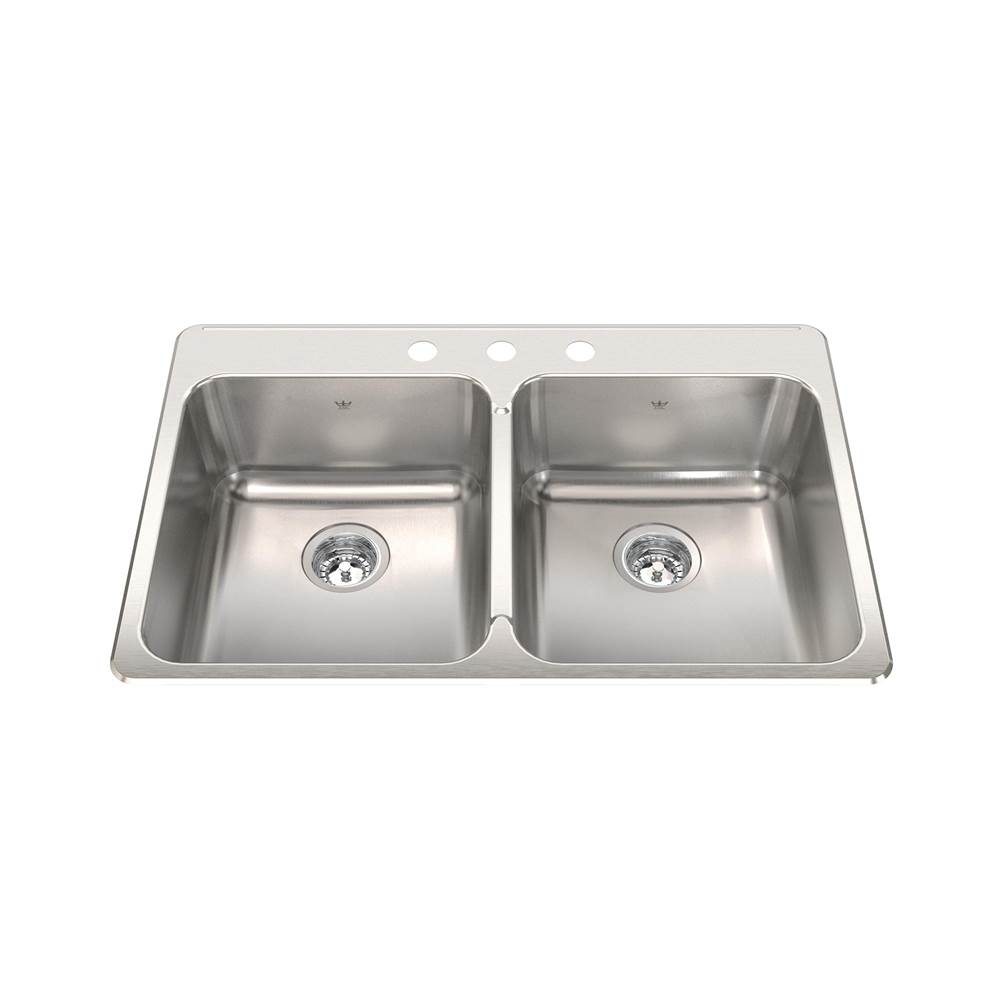 Kindred Canada Drop In Double Bowl Sink Kitchen Sinks item QDLA2233/8-3