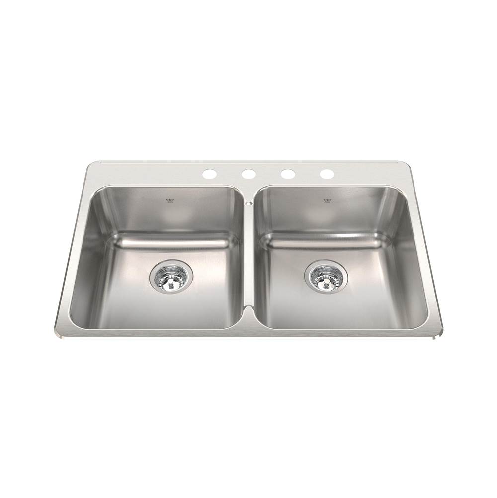 Kindred Canada Drop In Double Bowl Sink Kitchen Sinks item QDLA2233-8-4