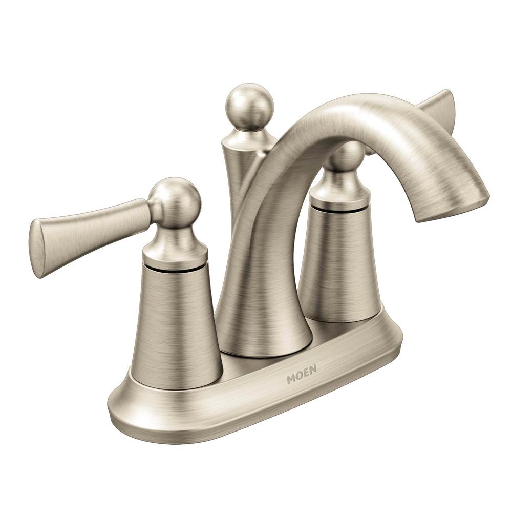The Water ClosetMoen CanadaWynford Brushed Nickel Two-Handle High Arc Bathroom Faucet
