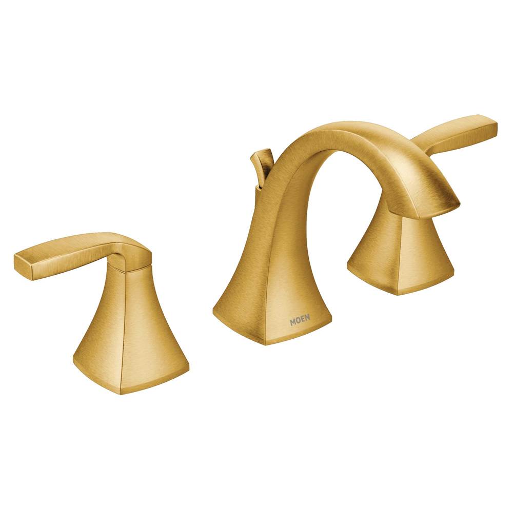 The Water ClosetMoen CanadaVoss Brushed Gold Two-Handle High Arc Bathroom Faucet