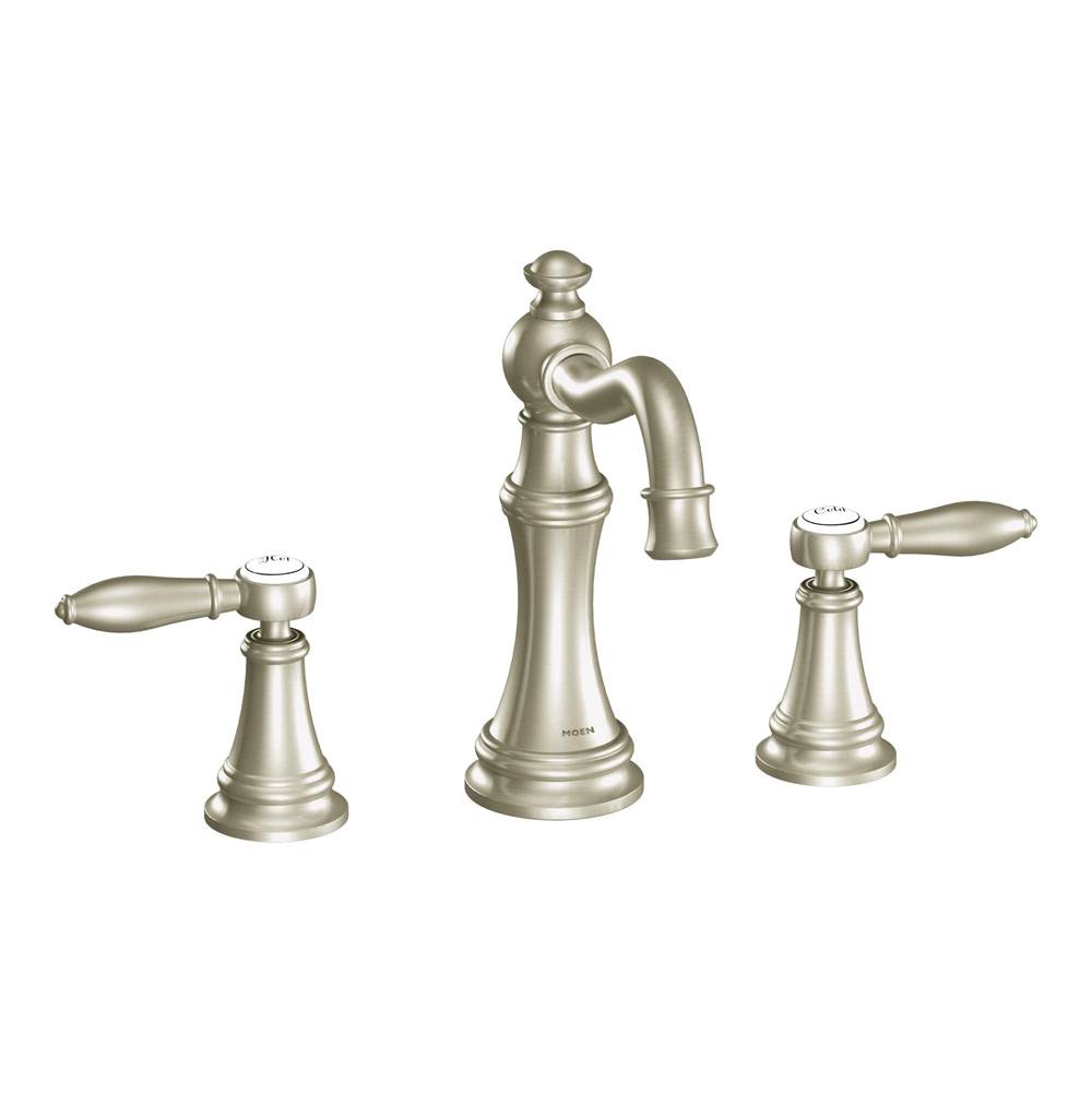 The Water ClosetMoen CanadaWeymouth Brushed Nickel Two-Handle High Arc Bathroom Faucet
