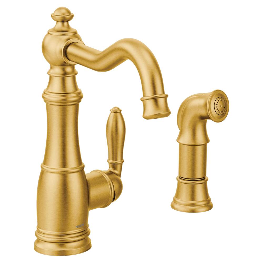 The Water ClosetMoen CanadaWeymouth Brushed Gold One-Handle High Arc Kitchen Faucet