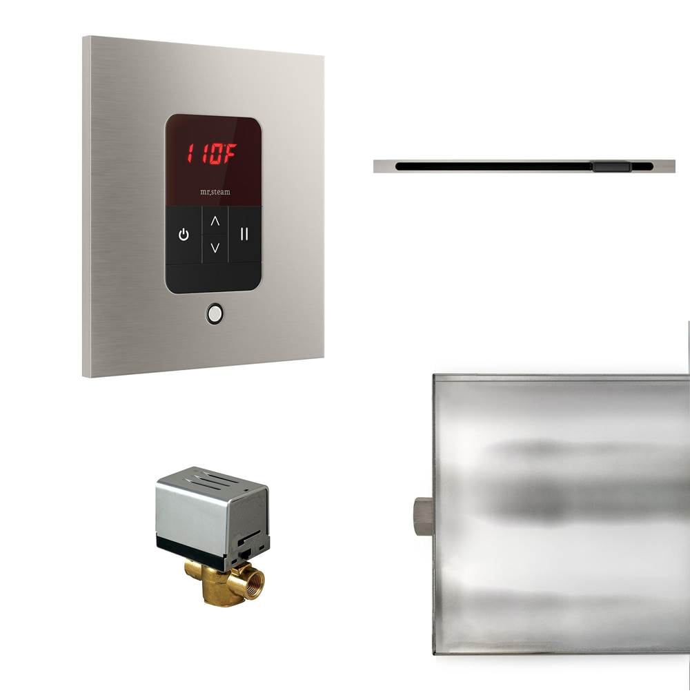 The Water ClosetMr. SteamBasic Butler Linear Steam Shower Control Package with iTempo Control and Linear SteamHead in Square Brushed Nickel