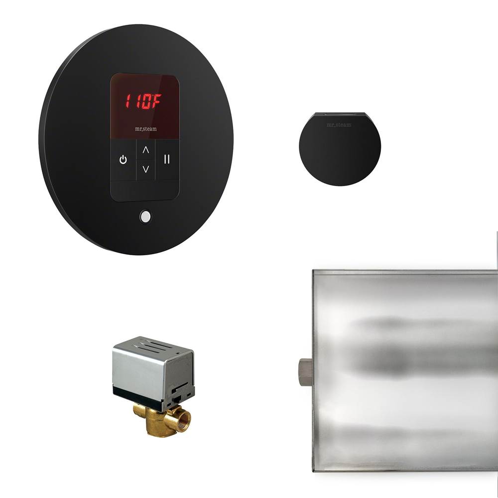 The Water ClosetMr. SteamBasic Butler Steam Shower Control Package with iTempo Control and Aroma Designer SteamHead in Round Matte Black