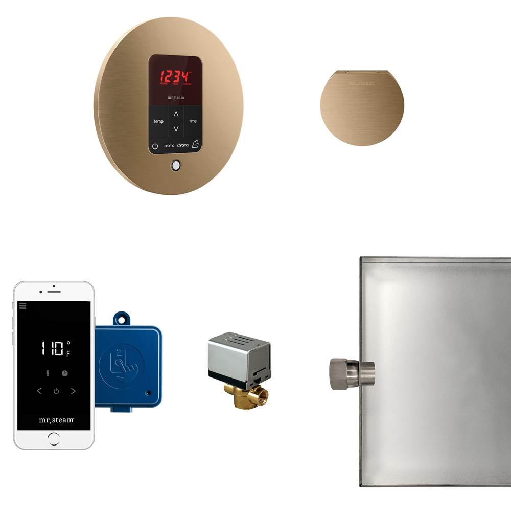 The Water ClosetMr. SteamButler Steam Shower Control Package with iTempoPlus Control and Aroma Designer SteamHead in Round Brushed Bronze