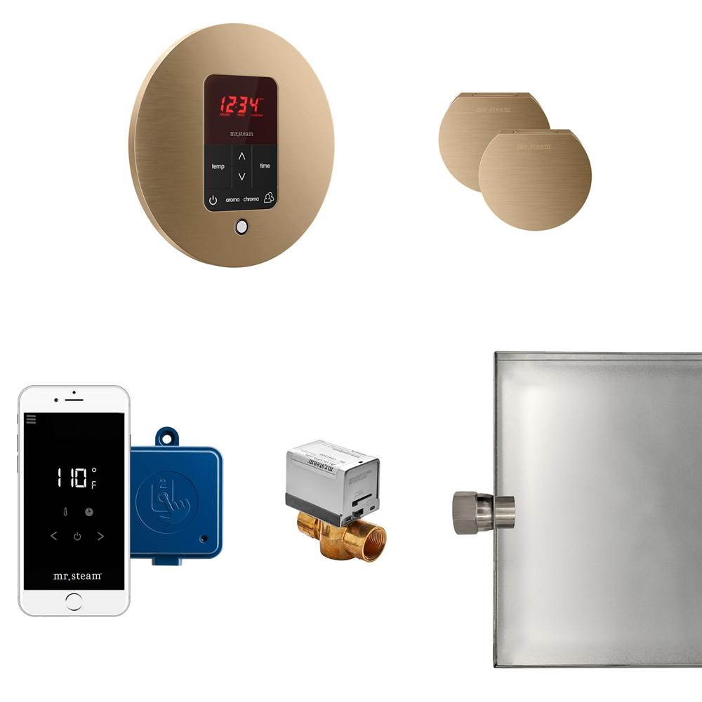 The Water ClosetMr. SteamButler Max Steam Shower Control Package with iTempoPlus Control and Aroma Designer SteamHead in Round Brushed Bronze