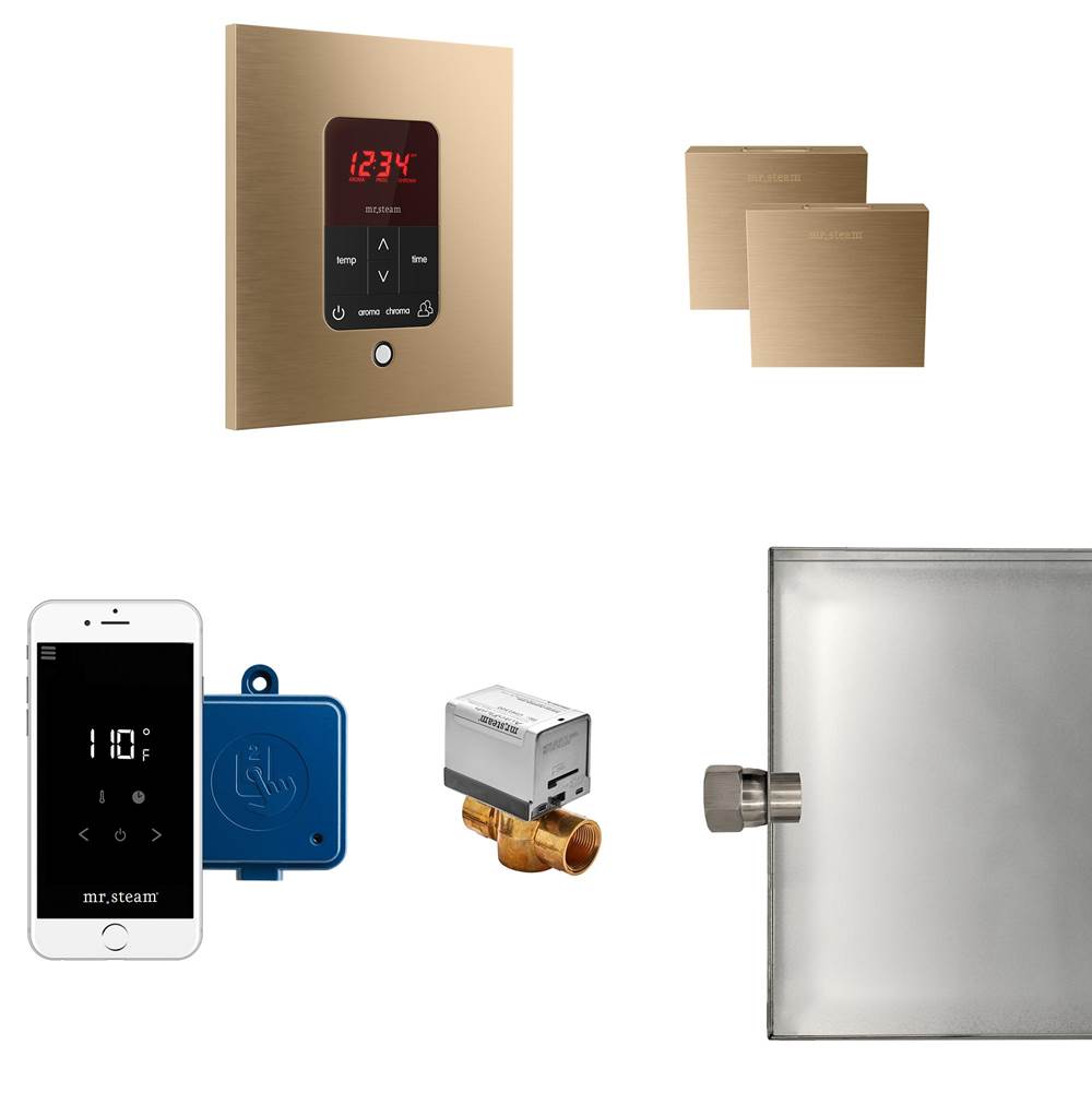The Water ClosetMr. SteamButler Max Steam Shower Control Package with iTempoPlus Control and Aroma Designer SteamHead in Square Brushed Bronze