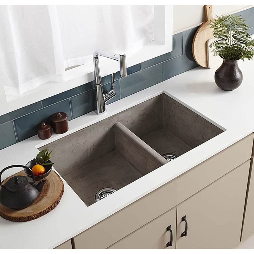 The Water ClosetNative TrailsFarmhouse Double Bowl Kitchen Sink in Ash