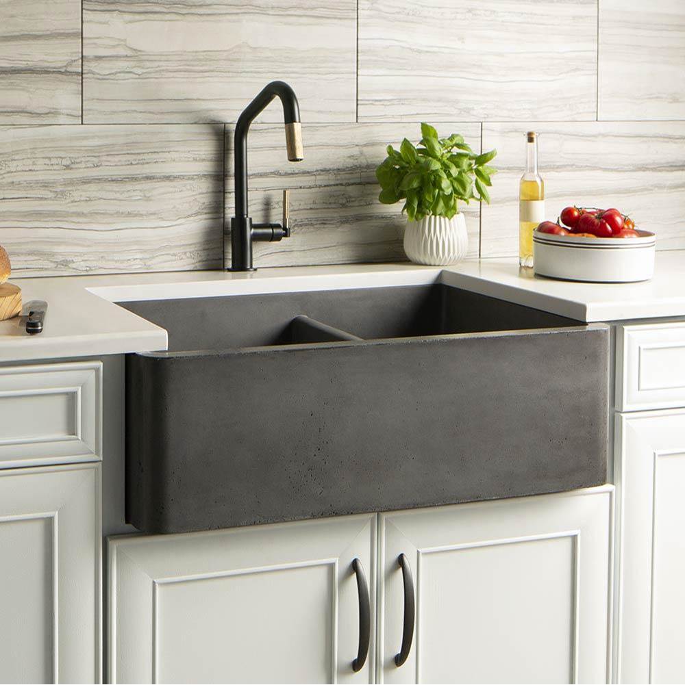 The Water ClosetNative TrailsFarmhouse Double Bowl Kitchen Sink in Slate