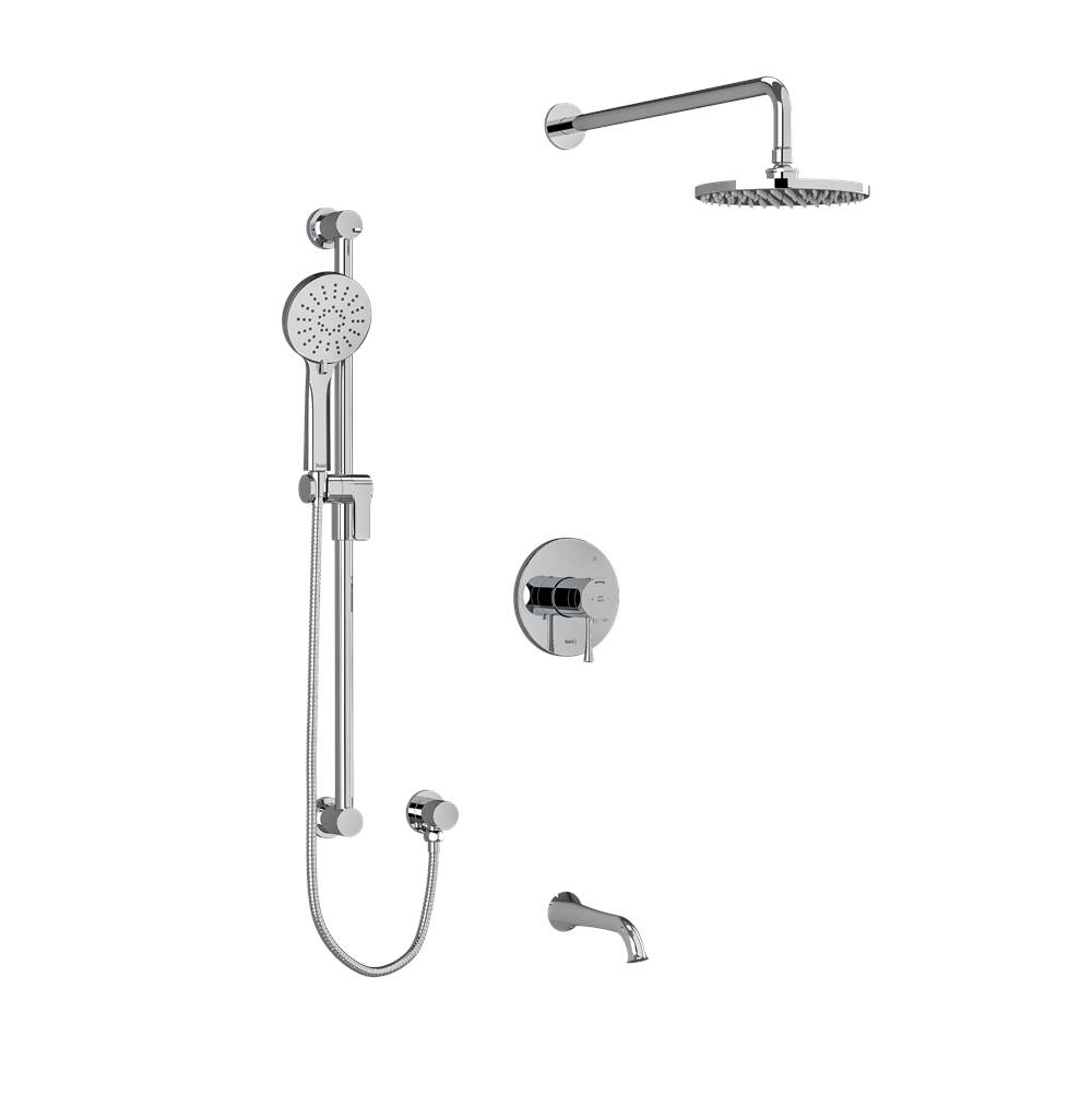 The Water ClosetRiobelType T/P (thermostatic/pressure balance) 1/2'' coaxial 3-way system with hand shower rail, shower head and spout