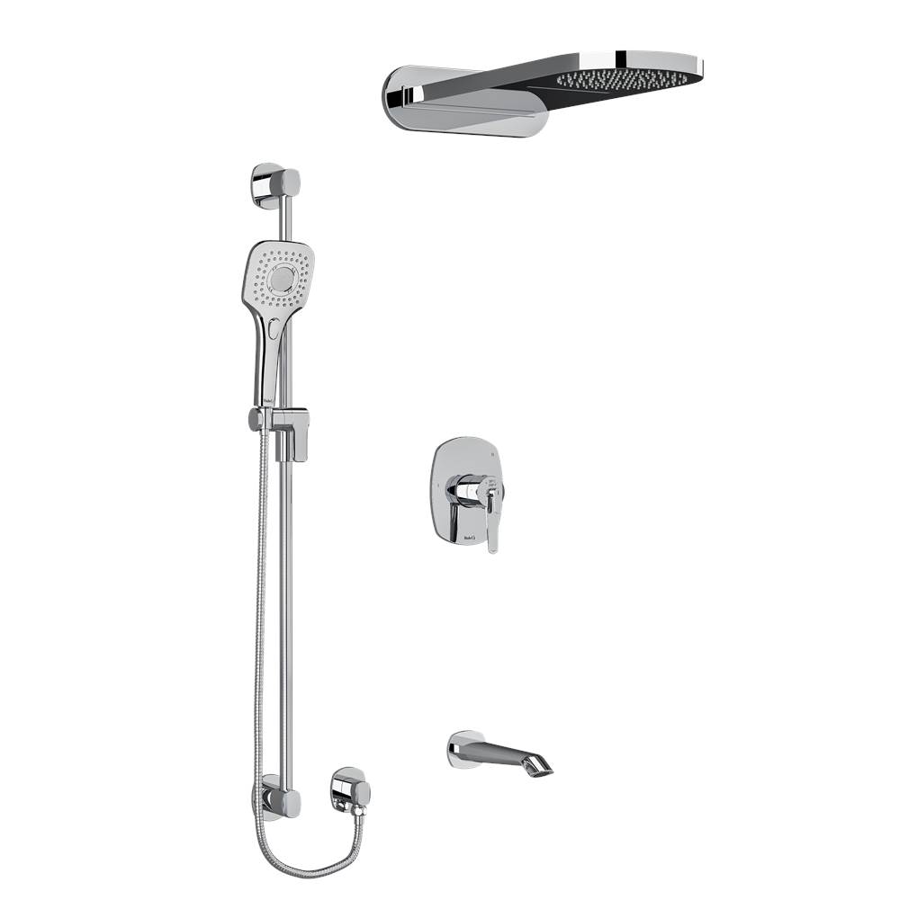 The Water ClosetRiobelType T/P (thermostatic/pressure balance) 1/2'' coaxial 3-way system with hand shower rail and rain and cascade shower head