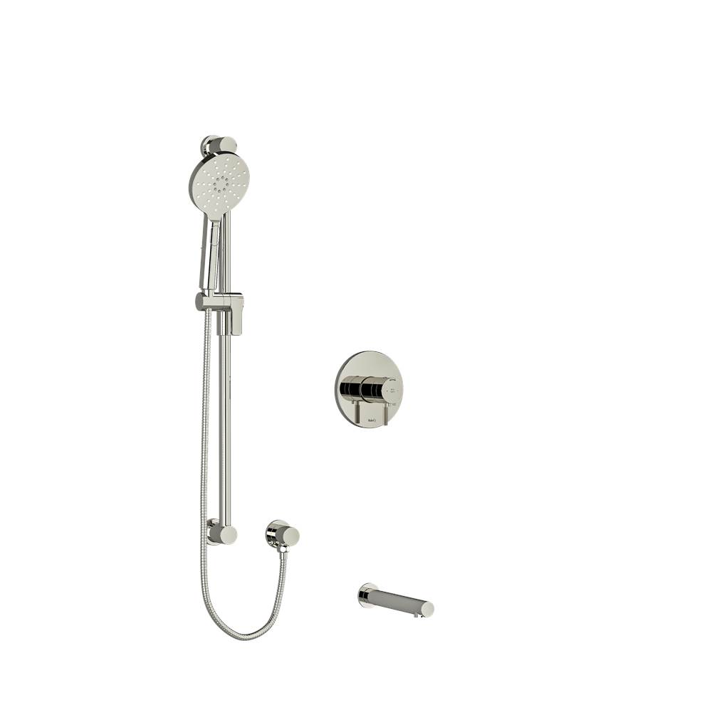 The Water ClosetRiobel1/2'' 2-way Type T/P (thermostatic/pressure balance) coaxial system with spout and hand shower rail