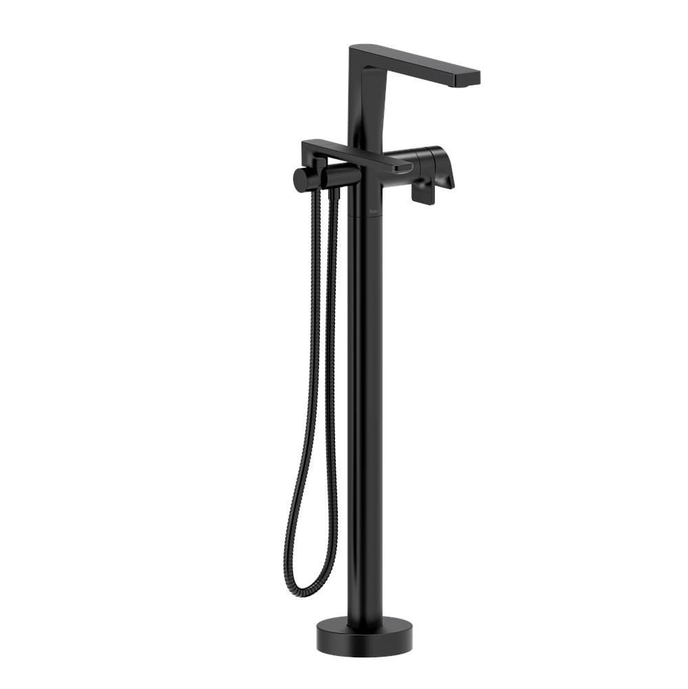 The Water ClosetRiobel2-way Type T (thermostatic) coaxial floor-mount tub filler with Handshower trim