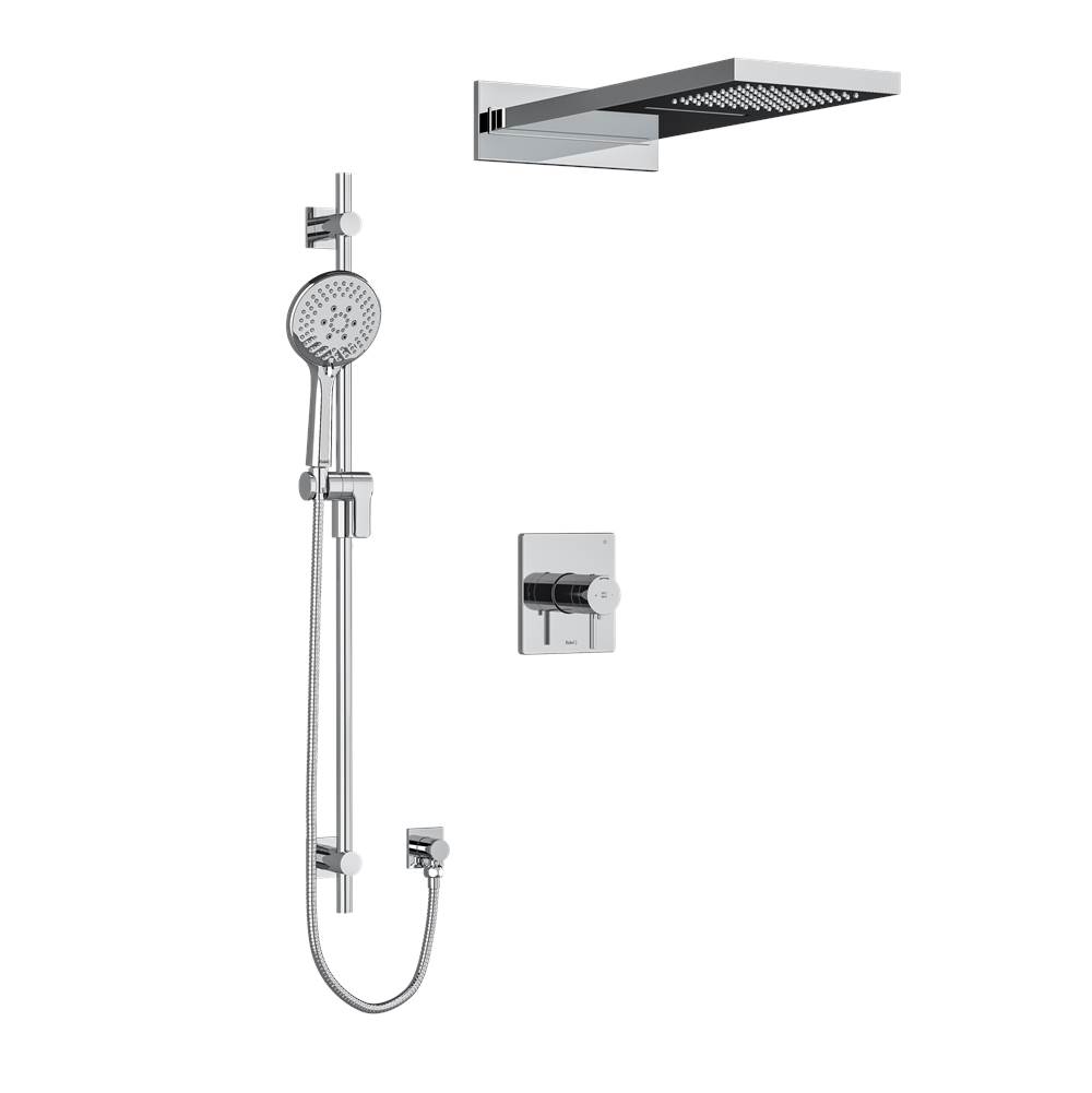 The Water ClosetRiobelType T/P (thermostatic/pressure balance) 1/2'' coaxial 3-way system with hand shower rail and rain and cascade shower head
