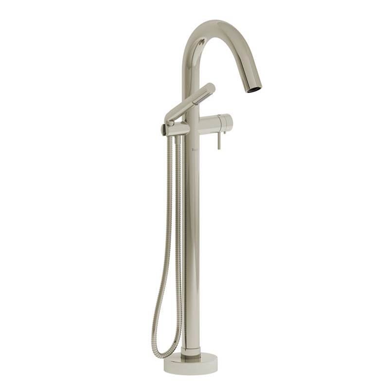 The Water ClosetRiobel2-way Type T (thermostatic) coaxial floor-mount tub filler with Handshower trim