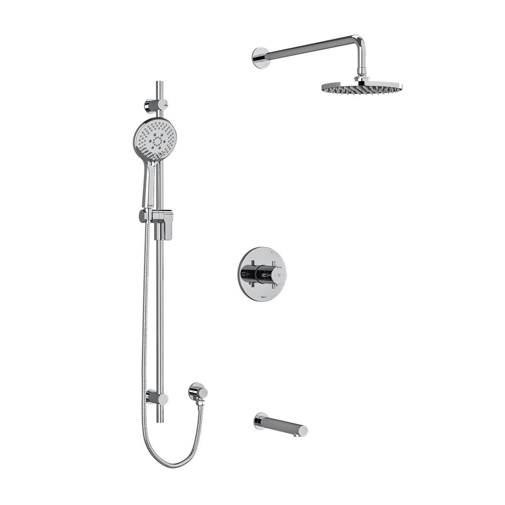 The Water ClosetRiobelType T/P (thermostatic/pressure balance) 1/2'' coaxial 3-way system with hand shower rail, shower head and spout